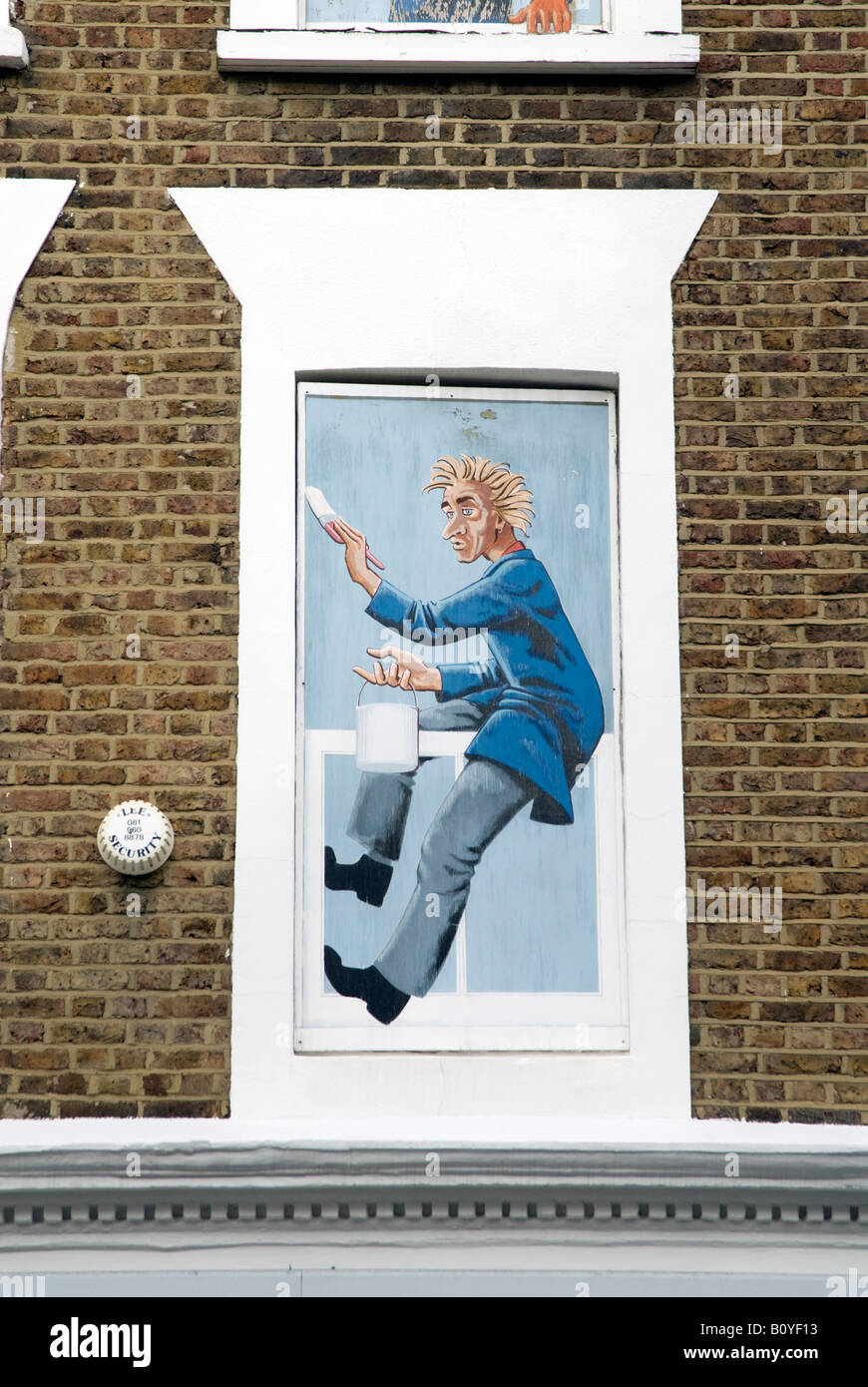 Haus mit gemalten Trompe-l'oeil-Fenster Notting Hill London UK Stockfoto