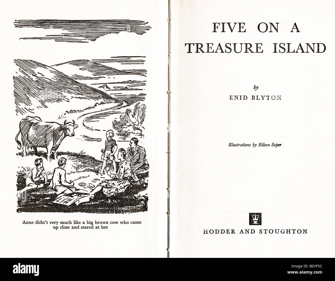 Enid Blytons ersten berühmten fünf Kinder Buch fünf auf einer Schatzinsel veröffentlicht erstmals 1942 für nur zur redaktionellen Nutzung Stockfoto