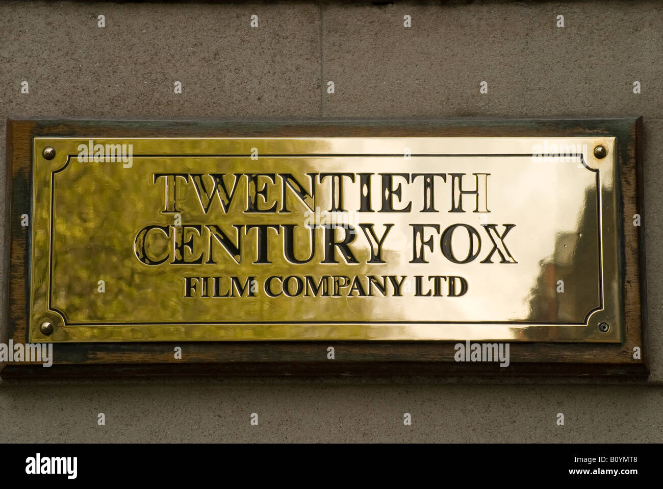 Zwanzigsten Jahrhunderts Film Fox Ltd Firmenschild, Soho, London Stockfoto