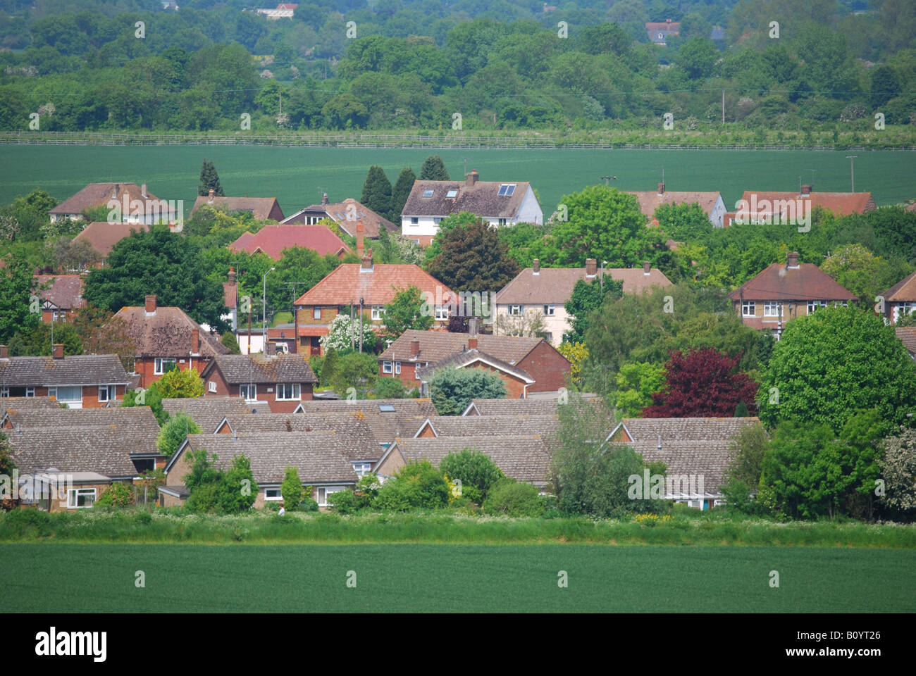 Häusern, umgeben von einer Landschaft, Hertfordshire, England, Vereinigtes Königreich Stockfoto