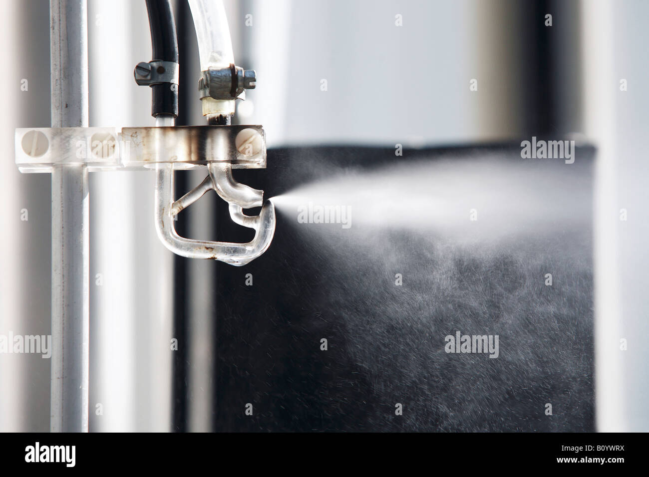 Bewässerungssystem, fogging Düse, Nahaufnahme Stockfoto