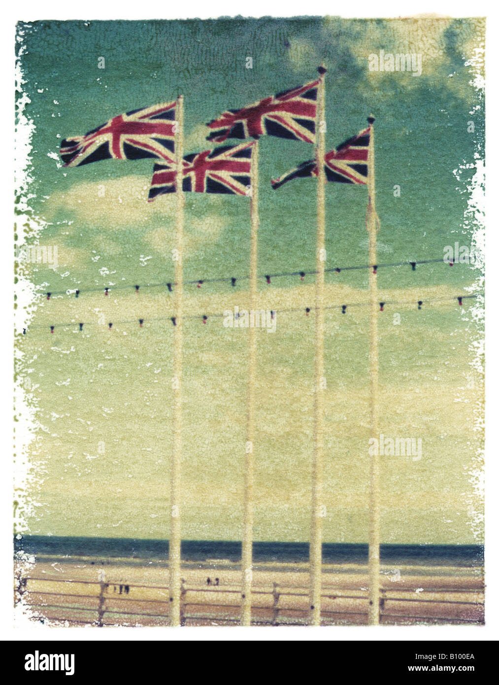 Polaroid Transfer des Union Jack-Flaggen Stockfoto
