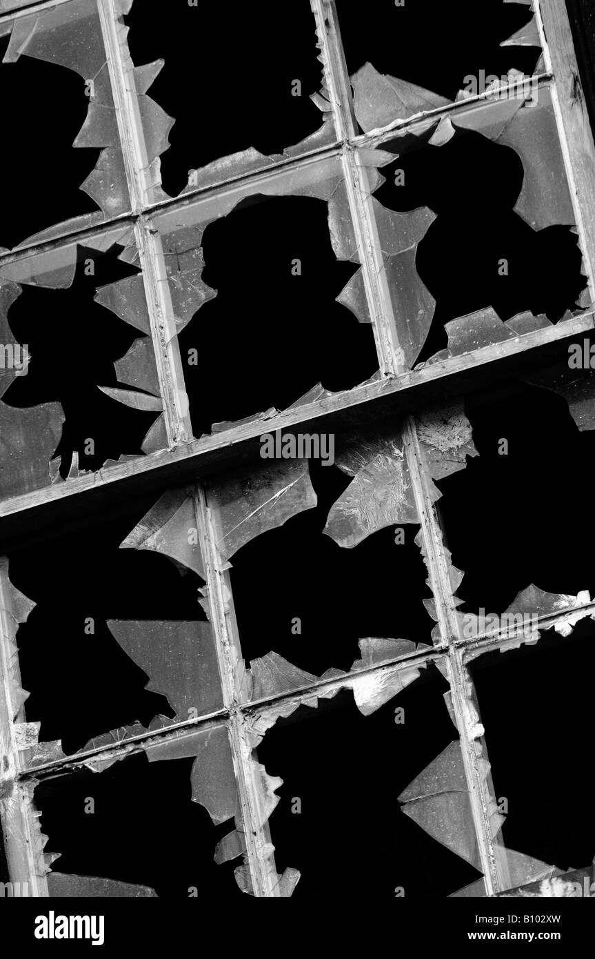 Gebrochene Fenster Stockfoto