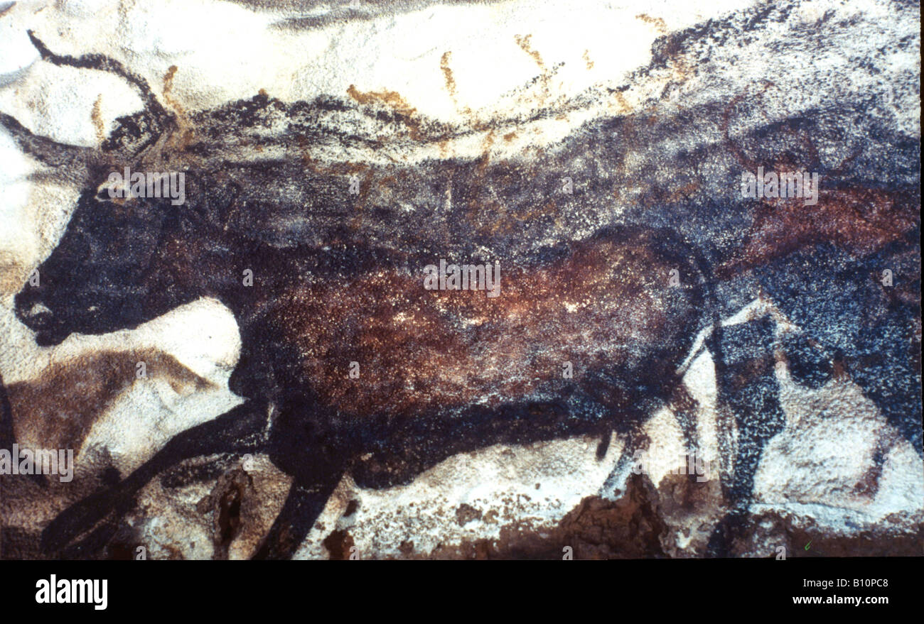 Höhle von Lascaux Malerei Stier Dordogne Frankreich Stockfoto