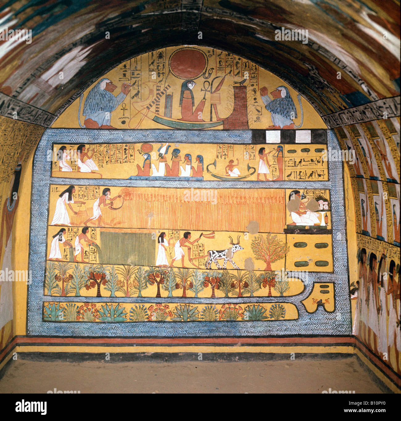 Grab von Sennejem. Nil Produkte und Bewässerung Jenseits. Deir el Medina. Ägypten Stockfoto