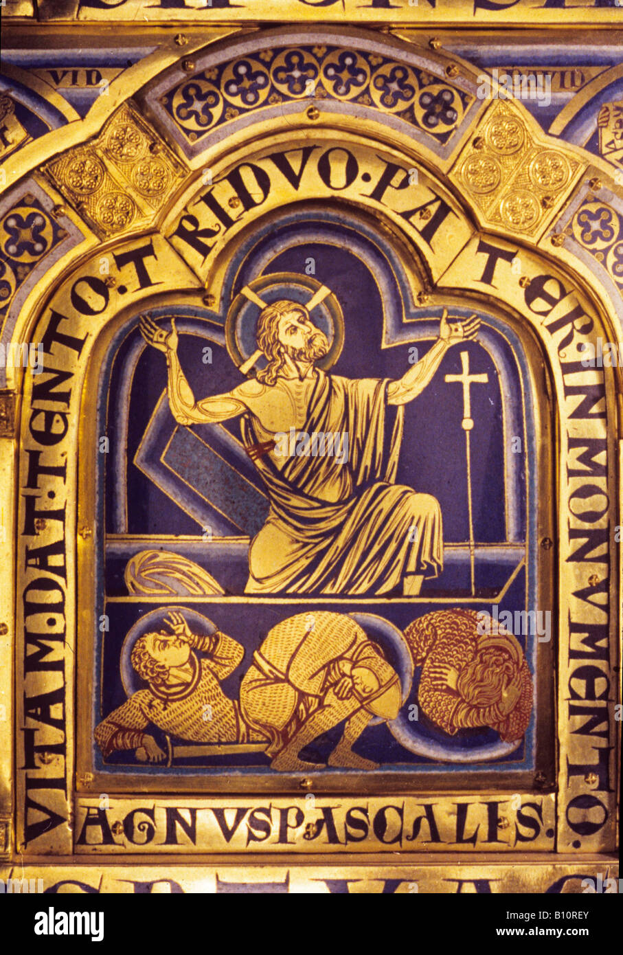 Klosterneuburg Klosters. Der Verduner Altar. Die Auferstehung Christi. 12. Jahrhundert. Österreich Stockfoto