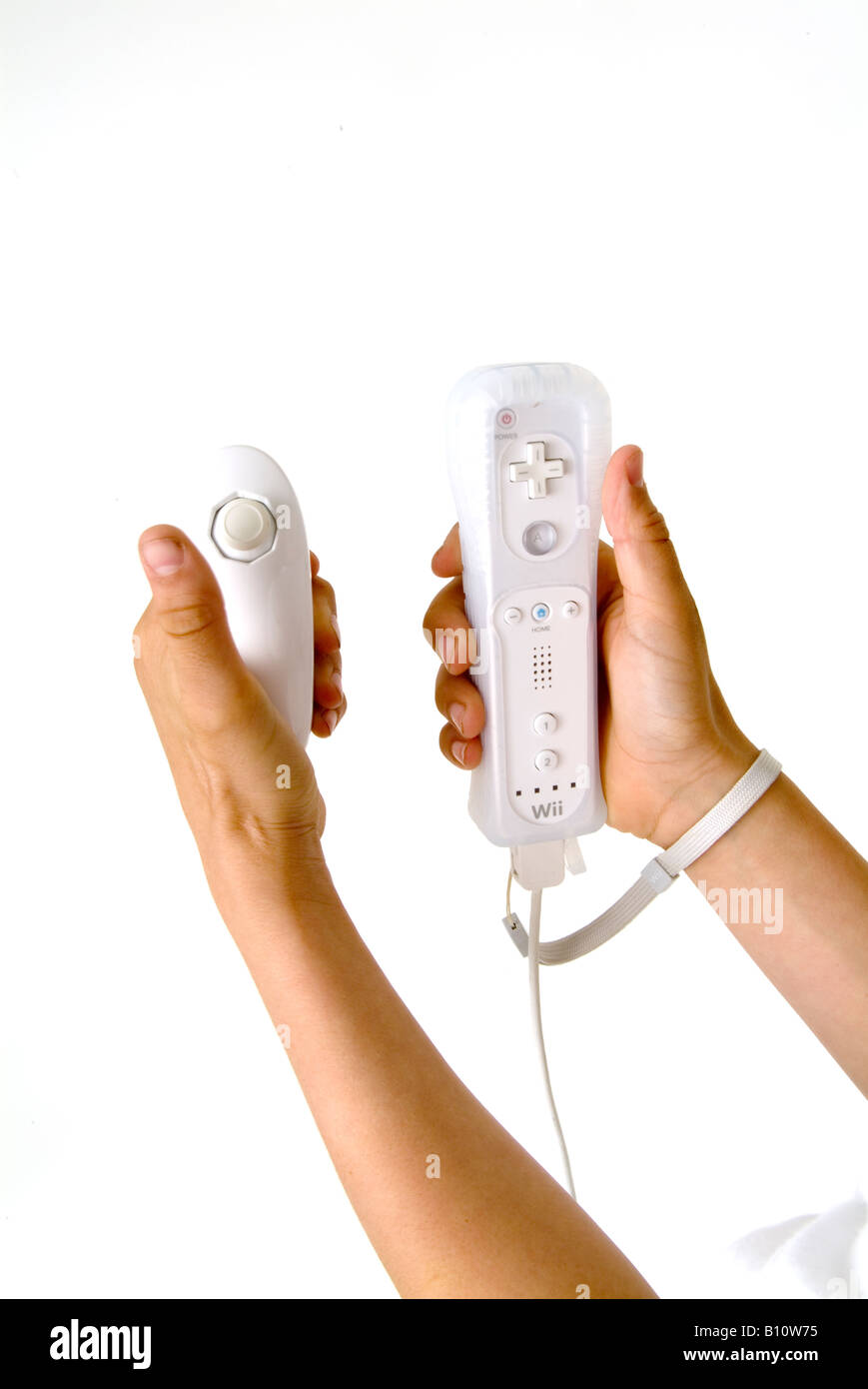 Nintendo Wii Mobilteil Joystick Joy Stick Numchuck Controller Videospiel gamer Computerspiele Stockfoto