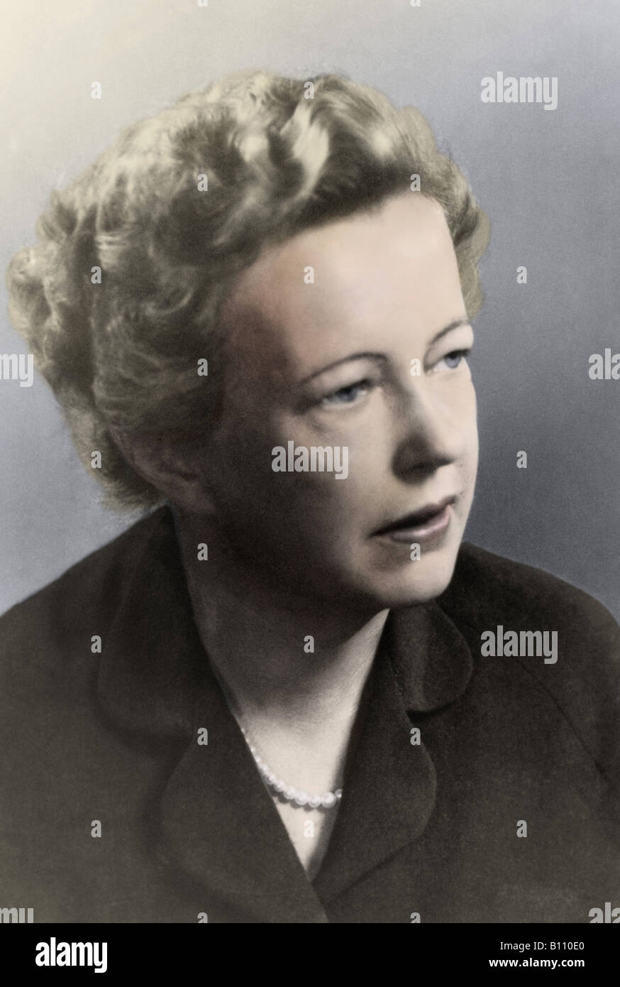 Maria Goeppert-Mayer, 1906-1972.  Sie arbeitete am Manhattan-Projekt, das die erste Atombombe produziert. Stockfoto