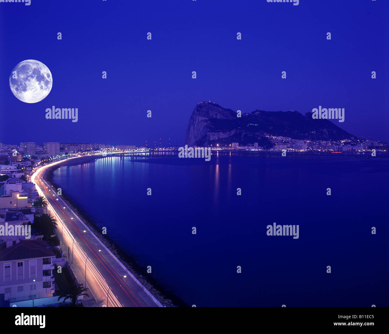 FELSEN VON GIBRALTAR AUS LA LINEA PROVINZ CADIZ SPANIEN Stockfoto