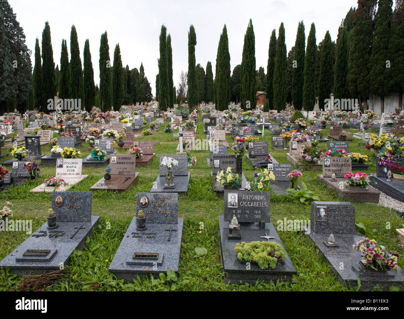 Venedig, Friedhof San Michele, Gräberfeld Stockfoto