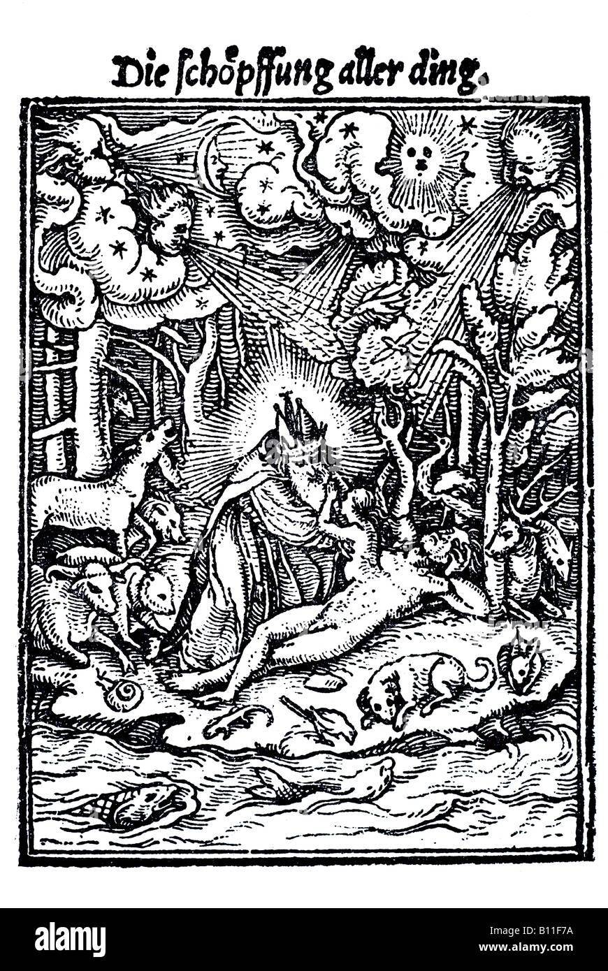 Erschaffung des Menschen, Hans Holbein der jüngere, Danse Macabre, 1538, Deutschland Stockfoto