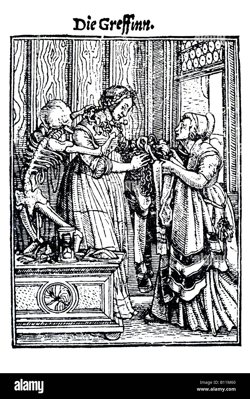 Die Gräfin, Hans Holbein der jüngere, Danse Macabre, 1538, Deutschland Stockfoto