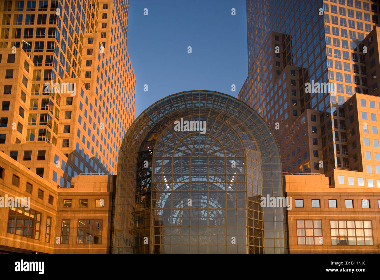 WINTERGARTEN ATRIUM PAVILLON WORLD FINANCIAL CENTER MANHATTAN NEW YORK CITY USA Stockfoto