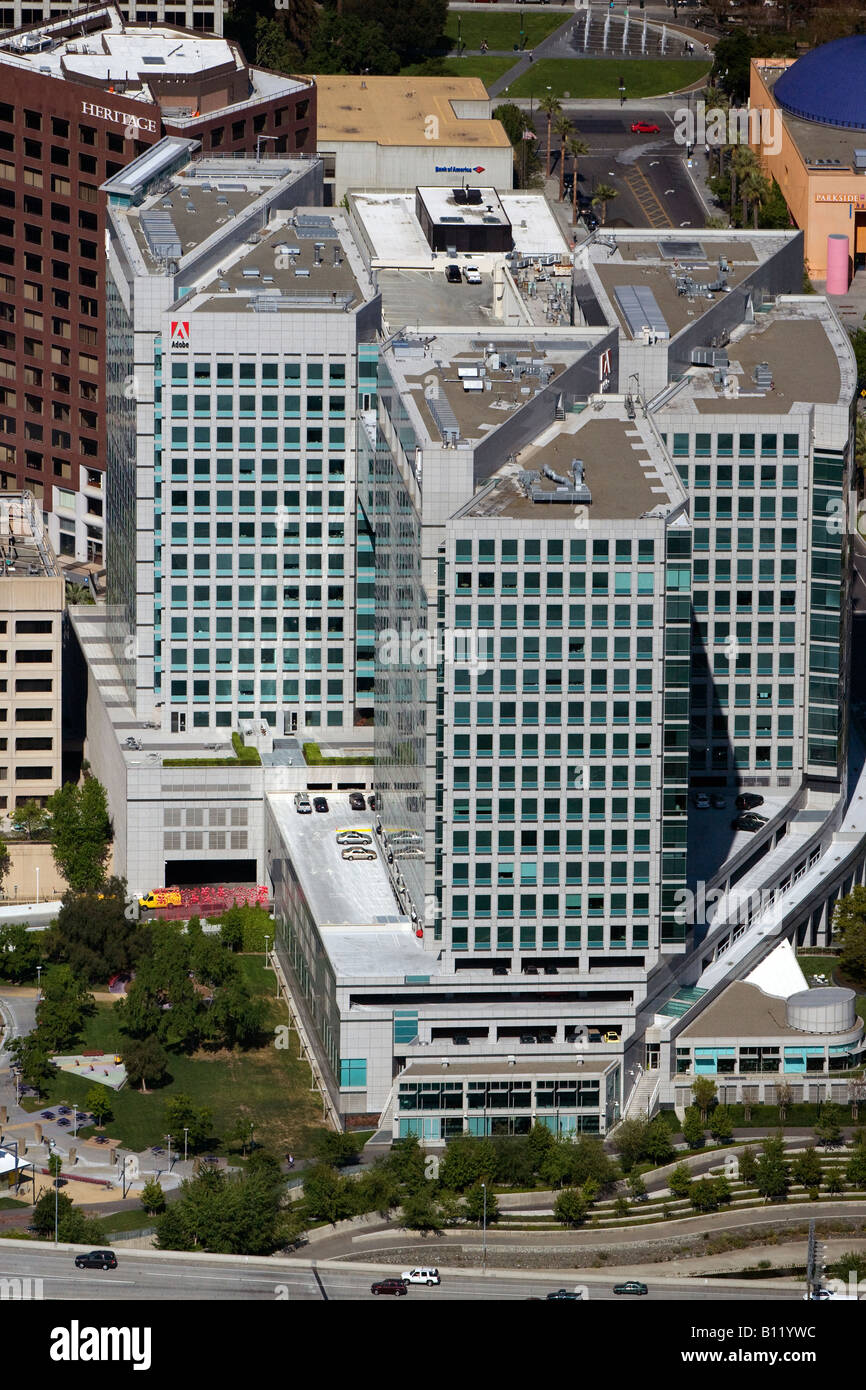 Antenne über Adobe Systems corporate headquarters San Jose Kalifornien Stockfoto