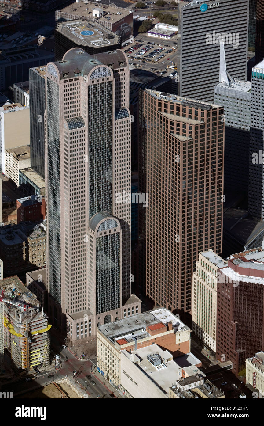 Luftaufnahmen über der Innenstadt von Dallas Texas Stockfoto