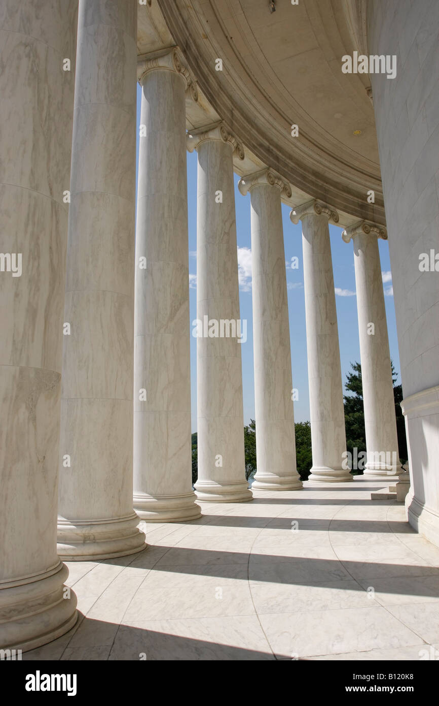 Jefferson Memorial, Washington Memorial auf dem Hintergrund, Washington DC, USA Stockfoto