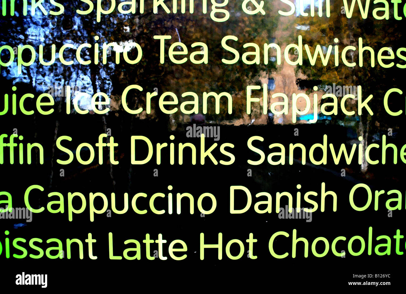 Snack-Bar in London anmelden Stockfoto