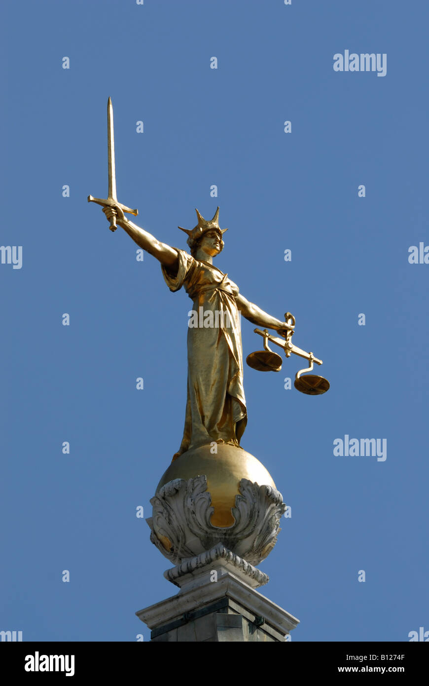 Waage der Gerechtigkeit, Old Bailey, London Stockfoto