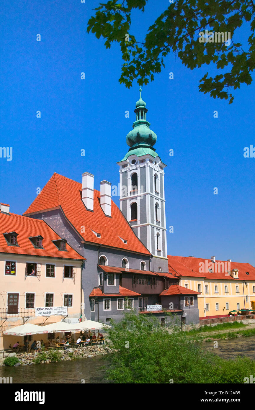 Cesky Krumlov Chateau von Vltara Fluss Tschechien Stockfoto