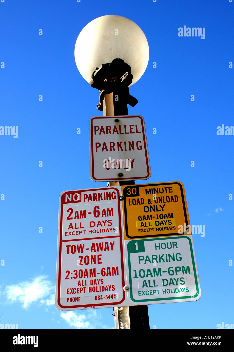 Amerikanische Wegweiser für eine Parklücke in Seattle Washington Stockfoto