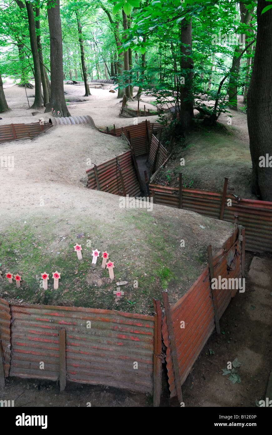 Ersten Weltkrieg Gräben bei Hill 62 Ypern auffallende erhalten Stockfoto