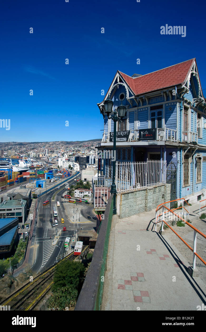 CERRO ARTILLERIA BARRIO PUERTO HAFEN VALPARAISO CHILE Stockfoto