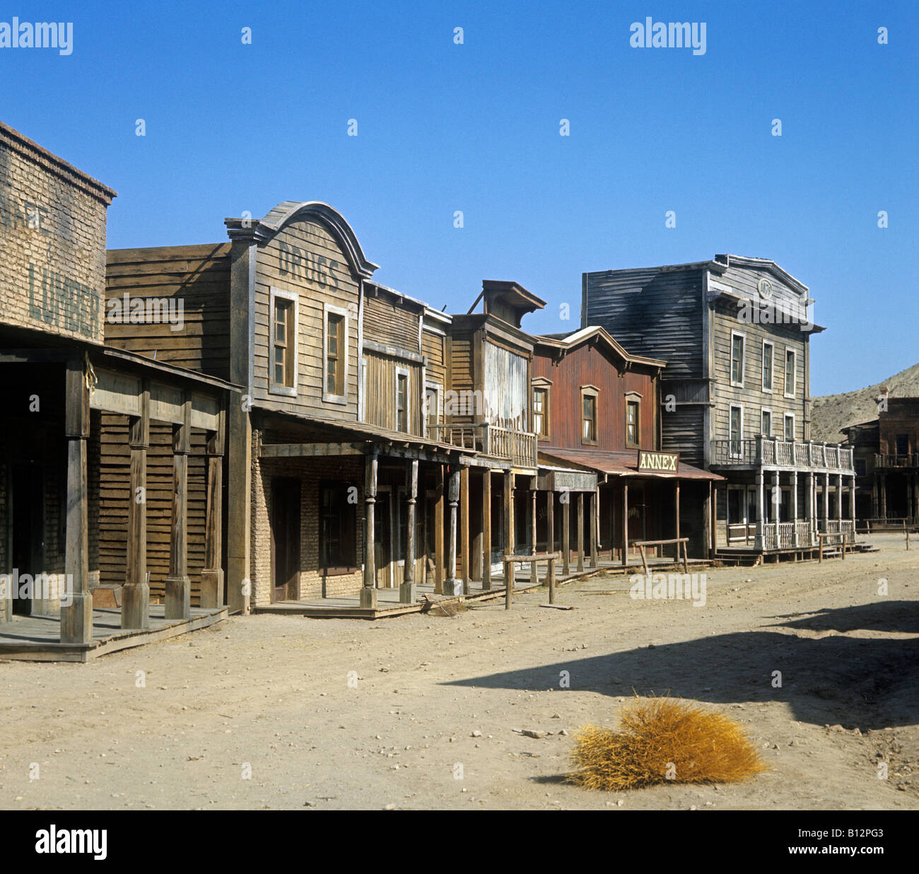 Westernstadt gebaut als Filmkulisse für einige der frühen Italowestern bei Tabernas im Landesinneren von Almeria Süd-Osten von Spanien Stockfoto