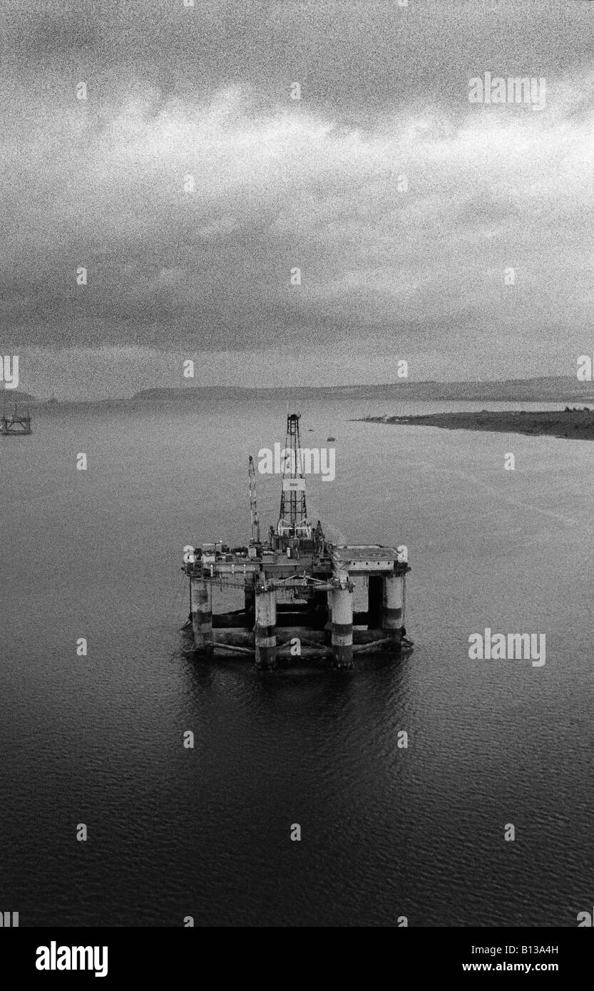 Bohrinsel, Nordsee, Schottland 1991 Stockfoto