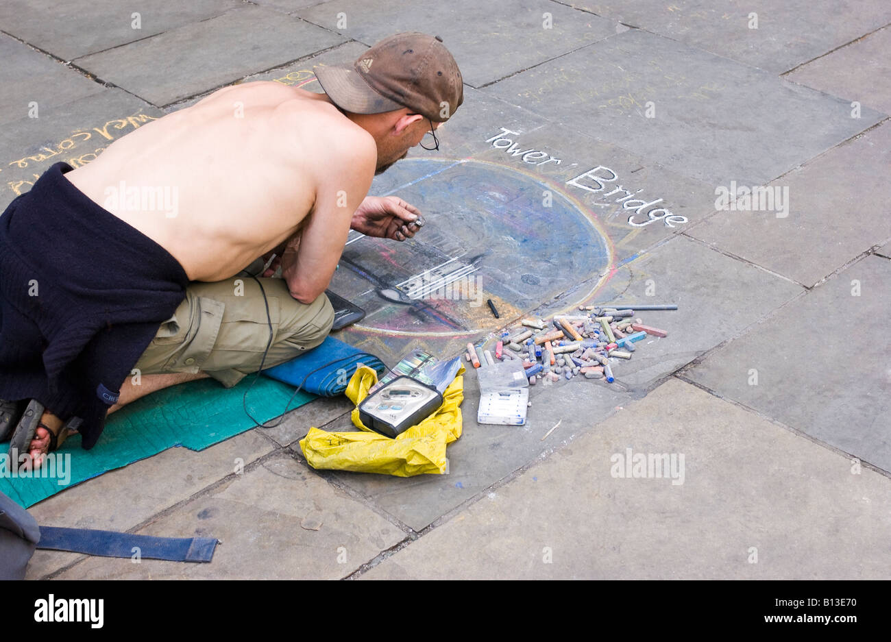 Bürgersteig Künstler London UK Stockfoto