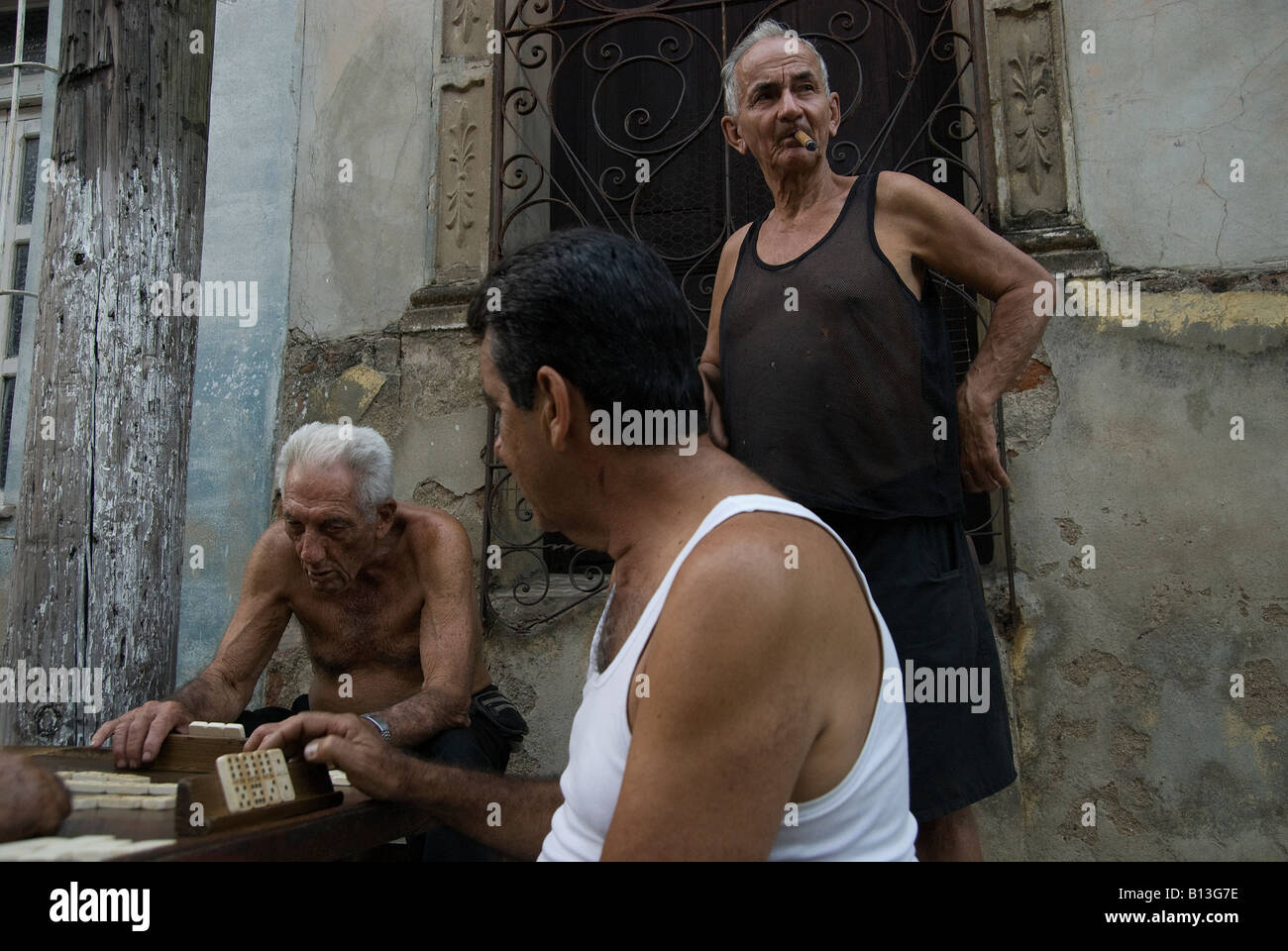 Domino Player in Camagüey Stockfoto