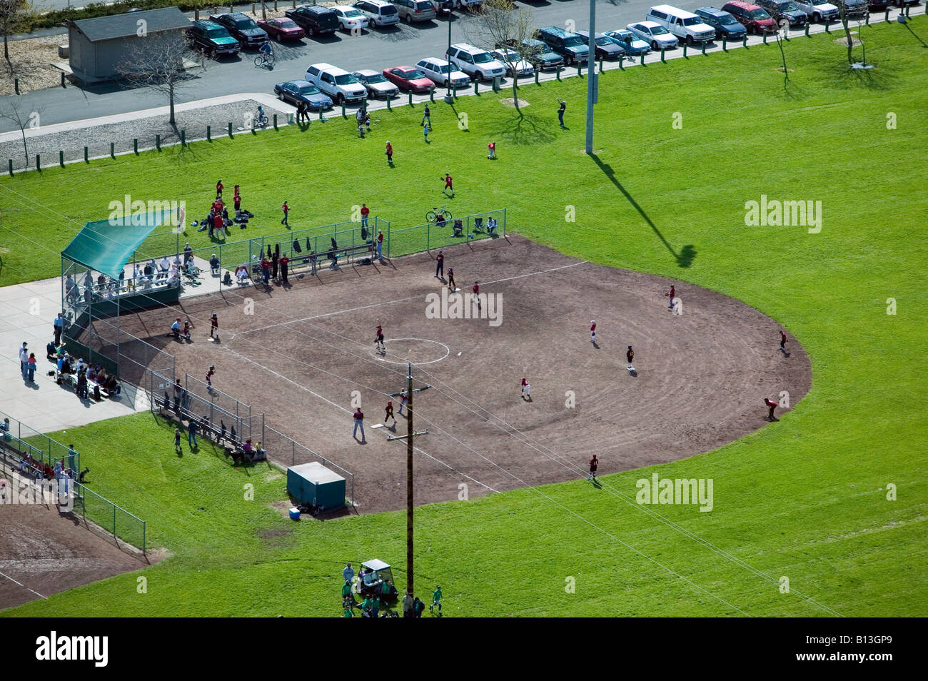 Luftaufnahmen über kleine Liga Baseball Spiel Petaluma California Stockfoto
