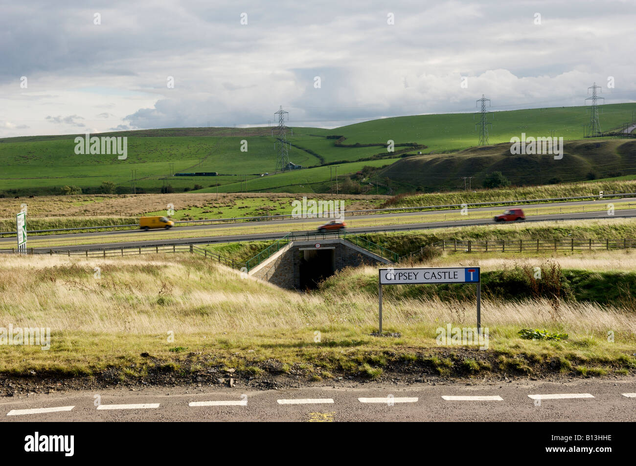 Köpfe der Täler-Straße mit Blick auf Cwmbargoed in der Nähe von Merthyr Tydfil Stockfoto