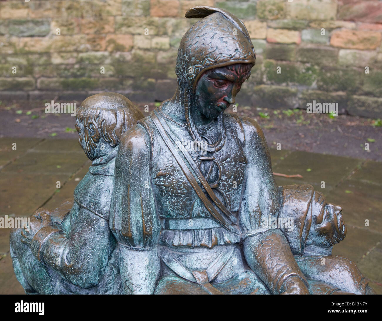 Bronzestatue von Robin Hood Nottingham UK Europe Stockfoto