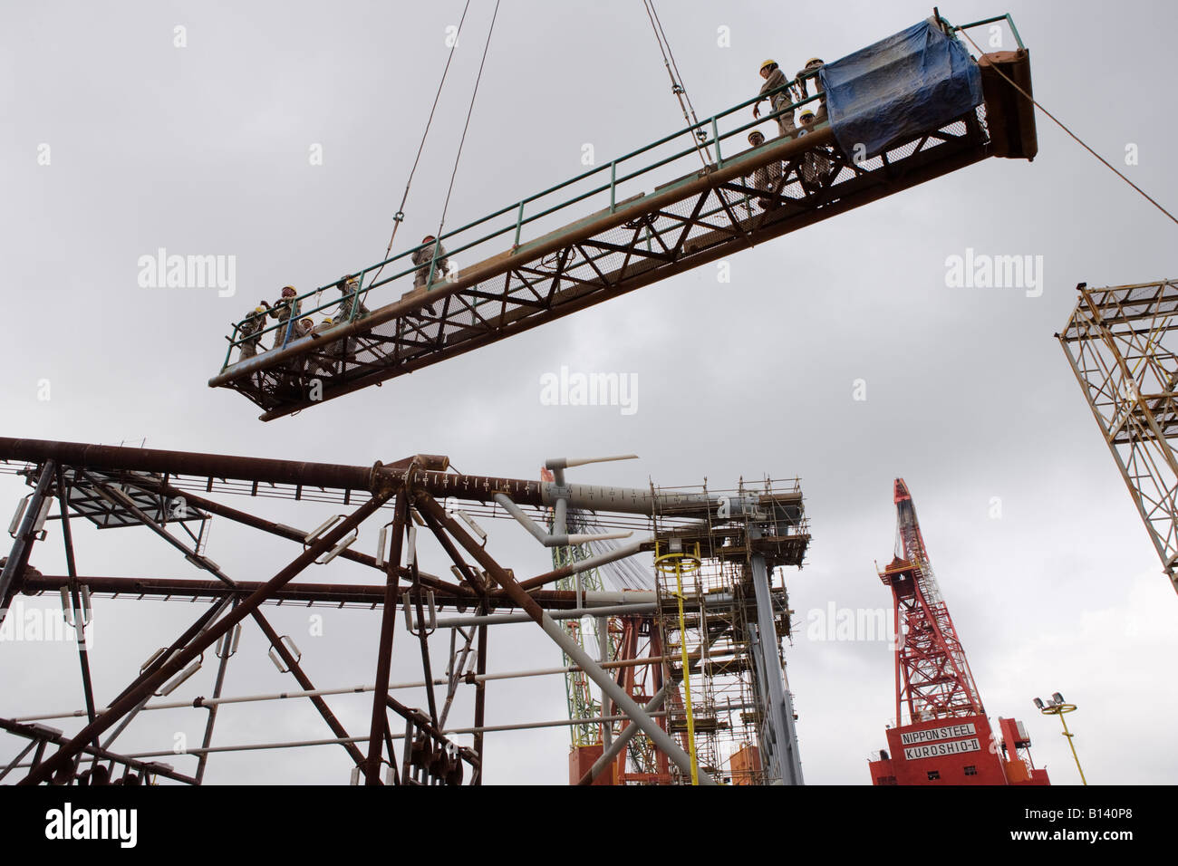 Premier Oil West Lobe Bühnenkonstruktion für Natuna Feld Batam, Indonesien Feb 2006 Stockfoto