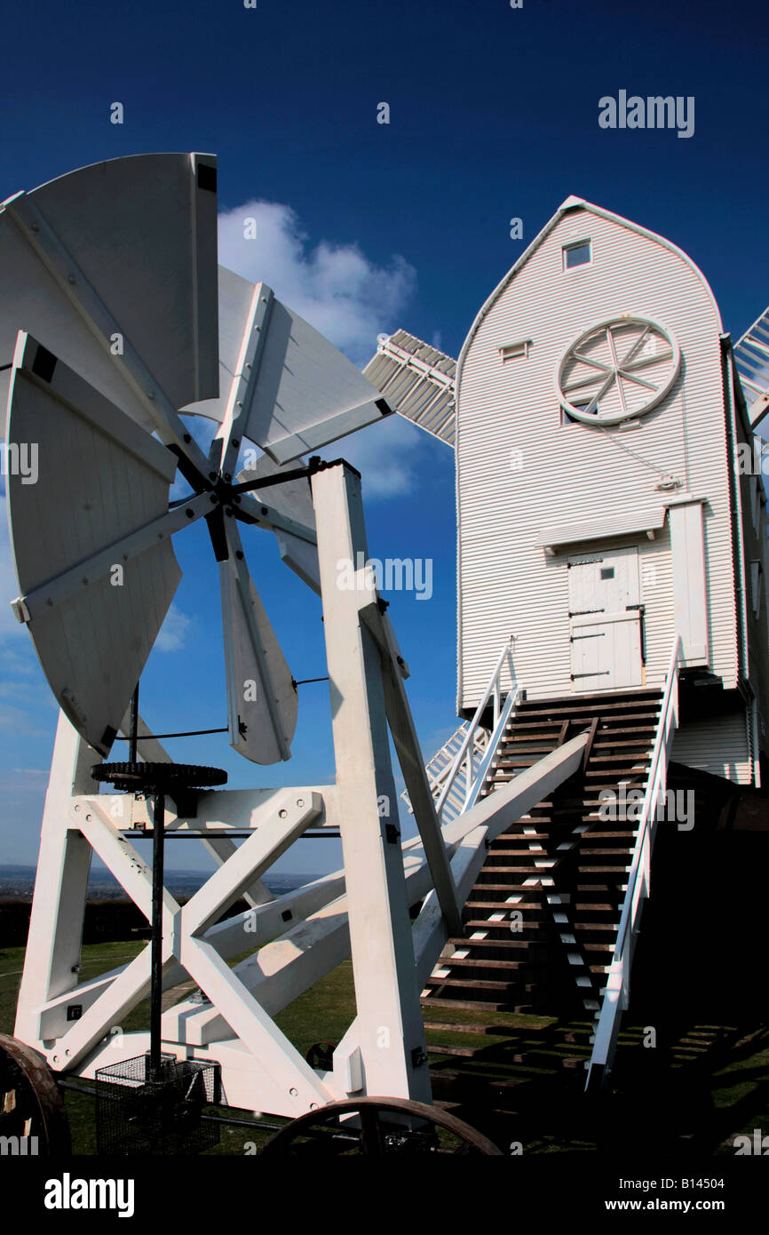 Sommertag im Jill Windmühle Clayton Village South Downs Sussex England Großbritannien UK Stockfoto