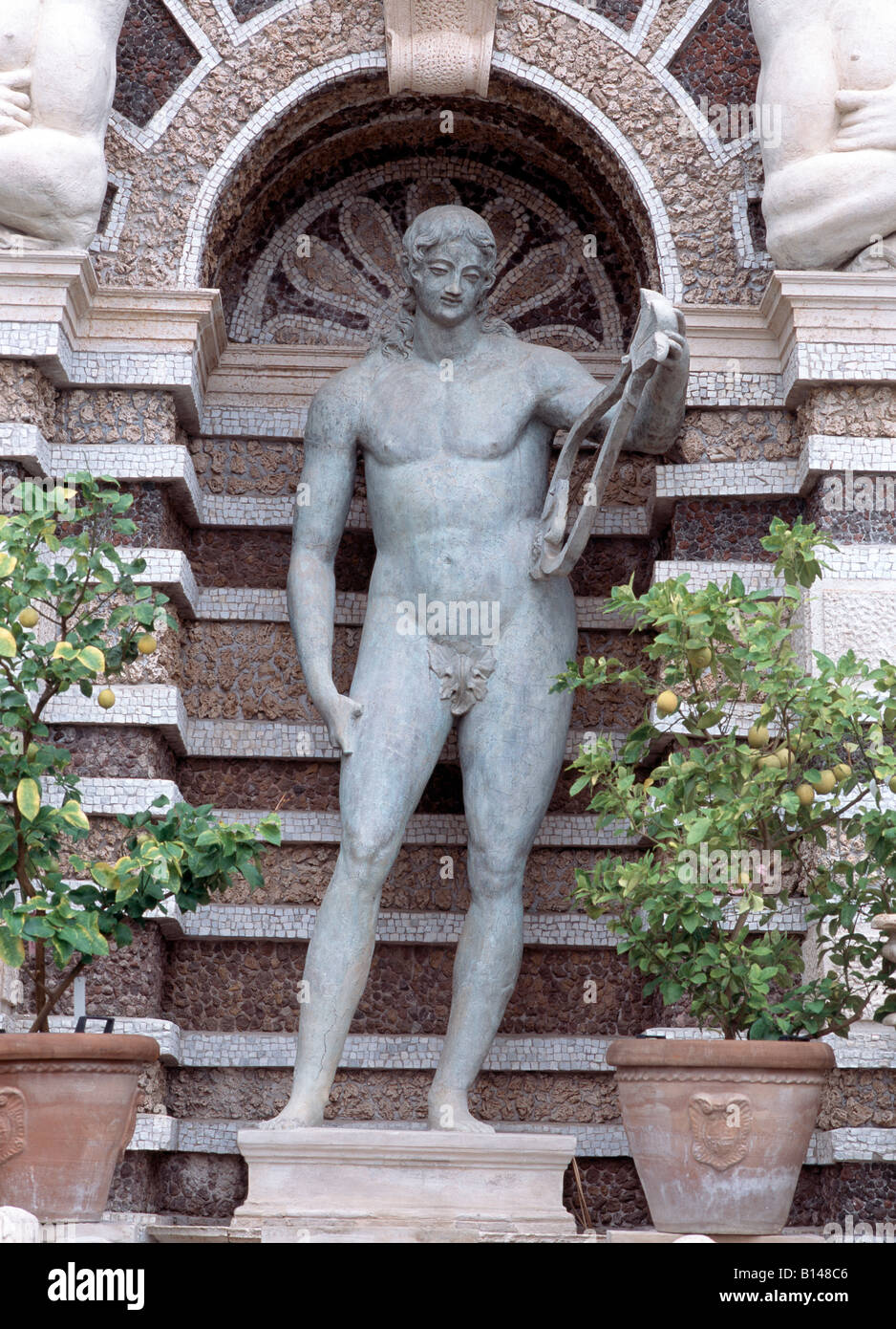 Tivoli, Villa d ' Este, Renaissancegarten, Wasserorgel (Brunnen der Orgel), Detail Stockfoto