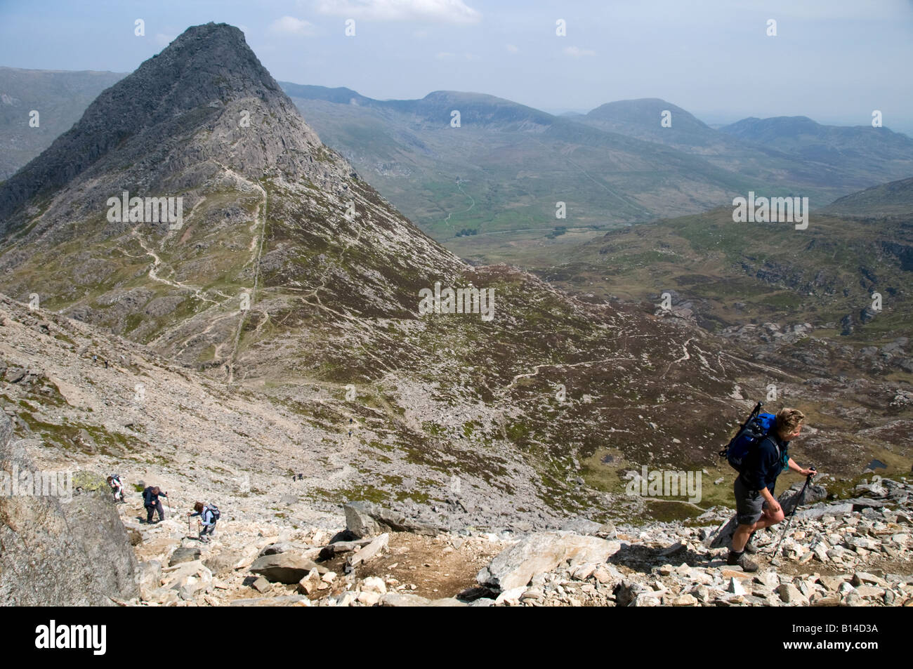 Blick vom Glyder Fach. Snowdonia-Nationalpark / Parc Cenedlaethol Eryri Stockfoto