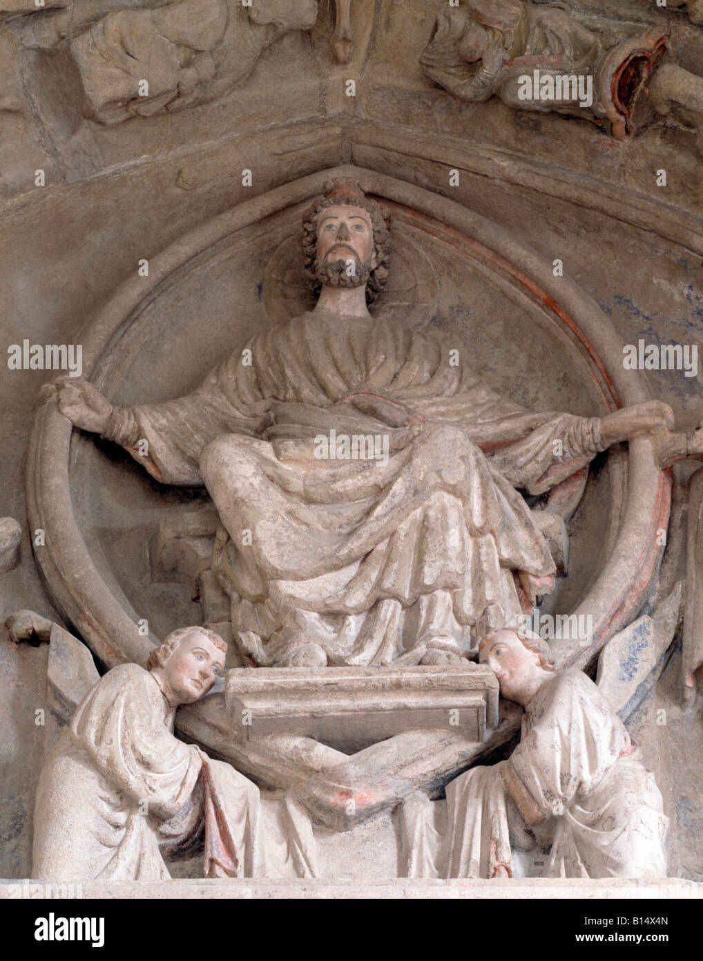 Lausanne, Kathedrale, Kathedrale, Portrail Sud, Christus Pantokrator Stockfoto