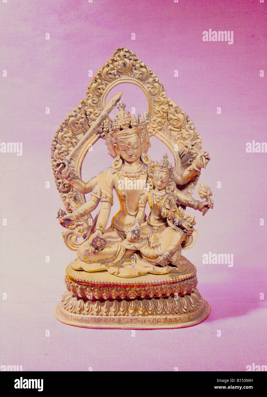 Bildende Kunst, Nepal, Skulptur, Gott Vishnu mit seiner Shakti, Zustand, vergoldeten Bronze, 15. Jahrhundert, Stolper Galerien, London, Artist's Urheberrecht nicht gelöscht werden Stockfoto