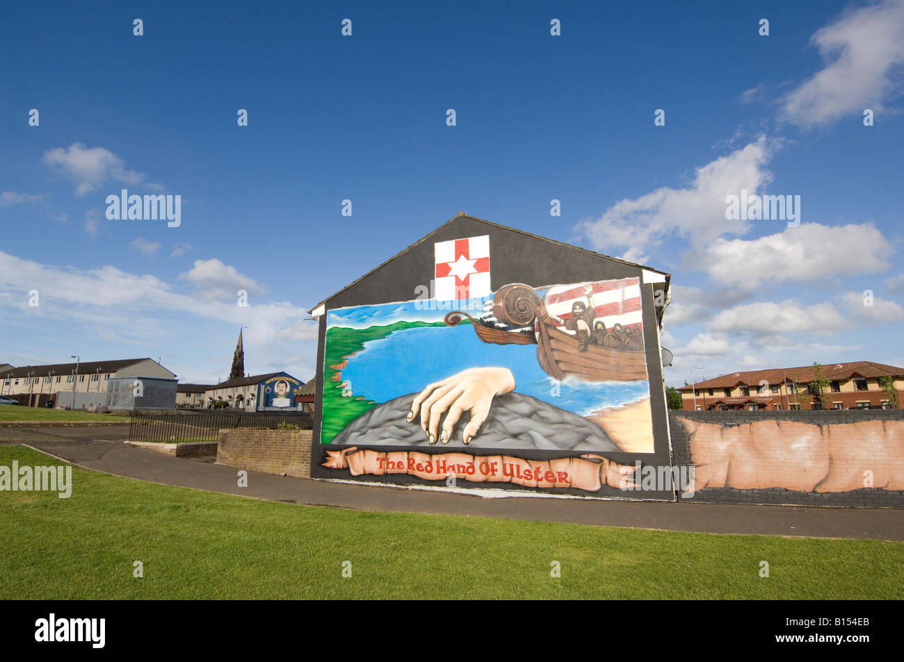 Loyalist sektiererischen Wandbilder Shankill Road Belfast Nordirland Stockfoto