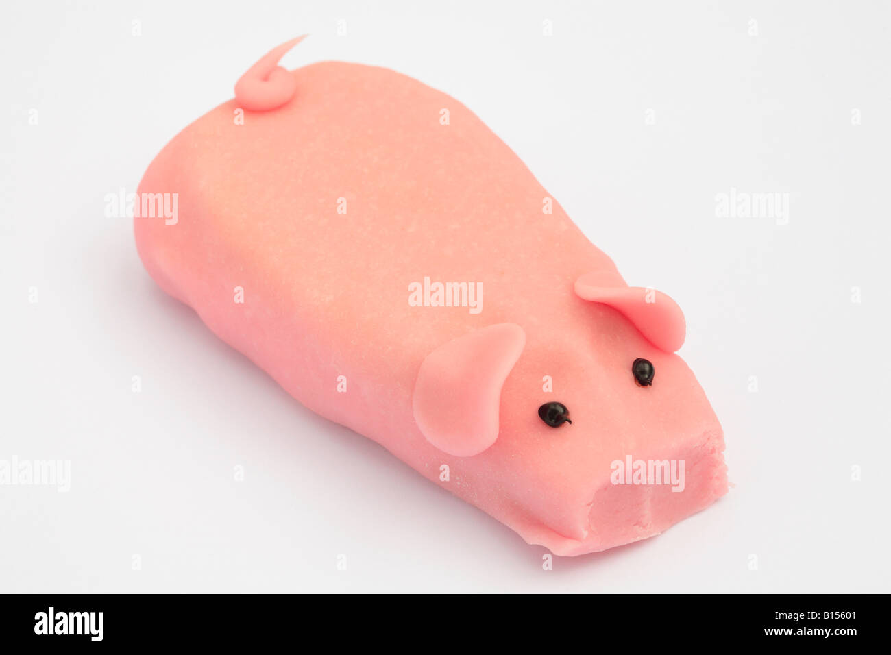 Rosa Schwein geformt Schwamm Sahnetorten. Stockfoto