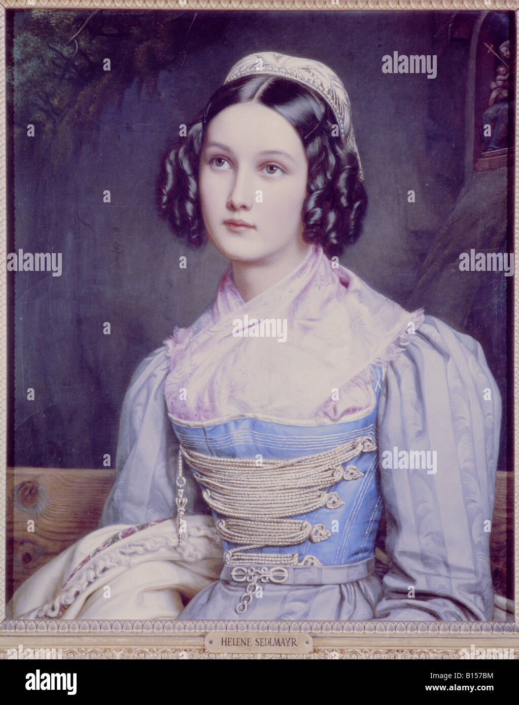 Bildende Kunst, Stieler, Joseph Karl (1781-1858), Porträt von Helene Sedlmayr (1813-1898), Malerei, Öl auf Leinwand, ca. 1830/1840, Beauty Galerie von König Ludwig I. von Bayern, Schloss Nymphenburg, Artist's Urheberrecht nicht gelöscht werden Stockfoto