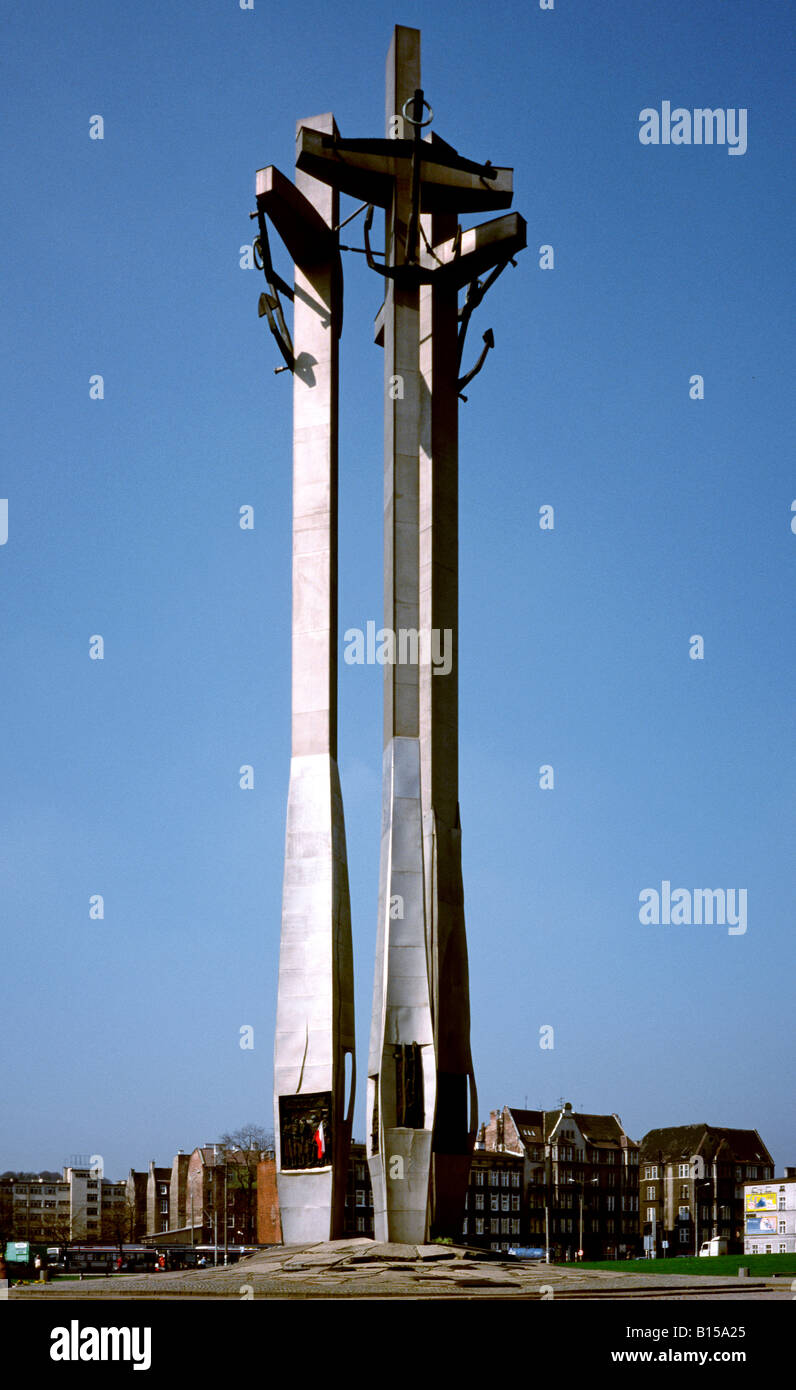 Solidarnosc-Denkmal am Eingang der Werft in der polnischen Stadt Danzig. Stockfoto