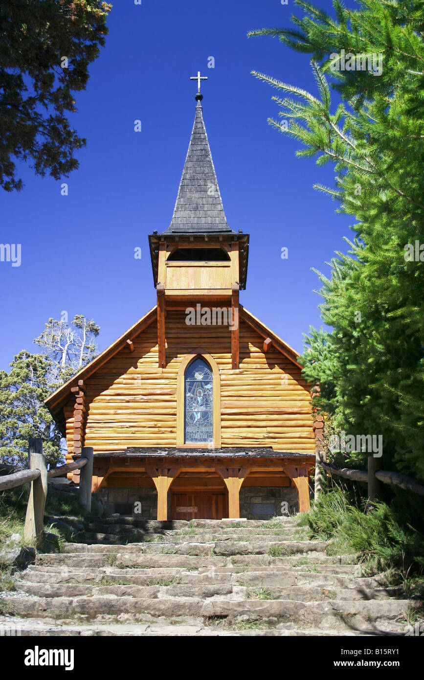 Holzkirche am Nahuel Huapi Nationalpark in der Nähe der Stadt San Carlos de Bariloche Argentinien Stockfoto