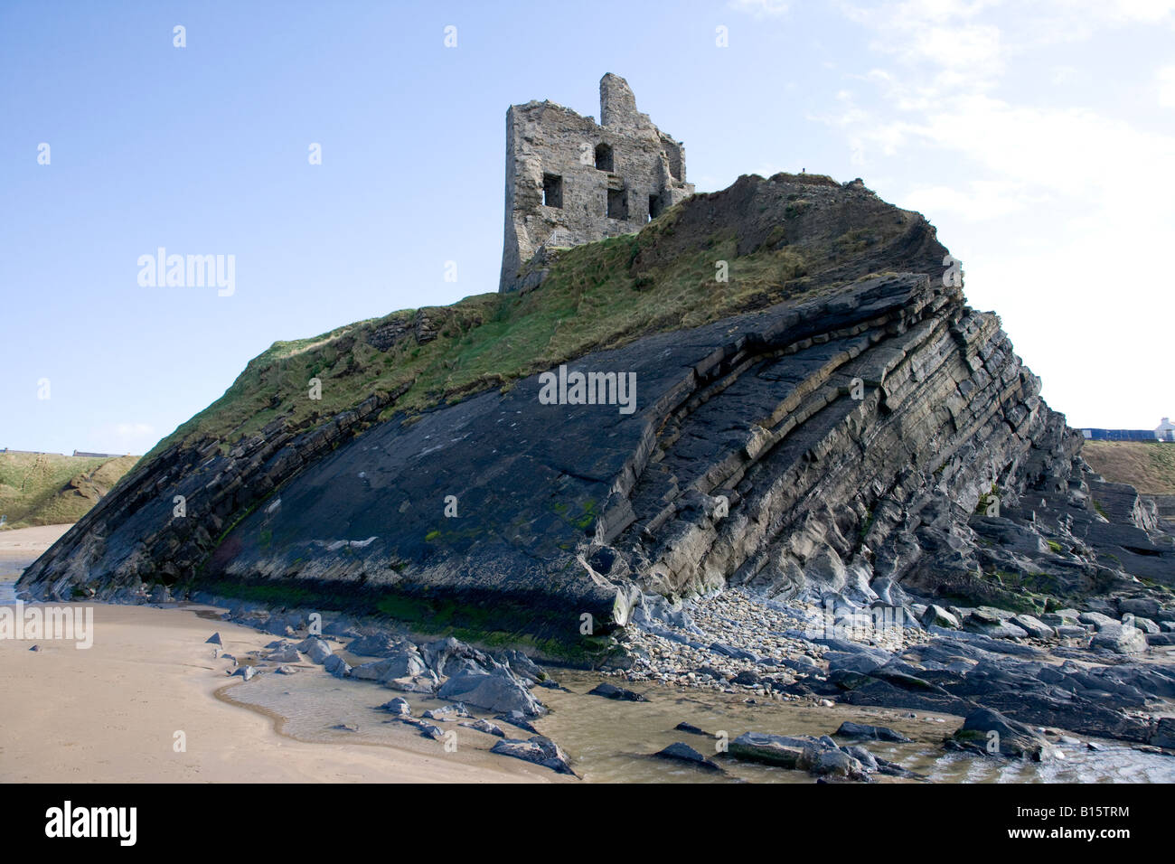 Alte Burgruine auf Klippe Ballybunnion County Kerry, Irland Stockfoto