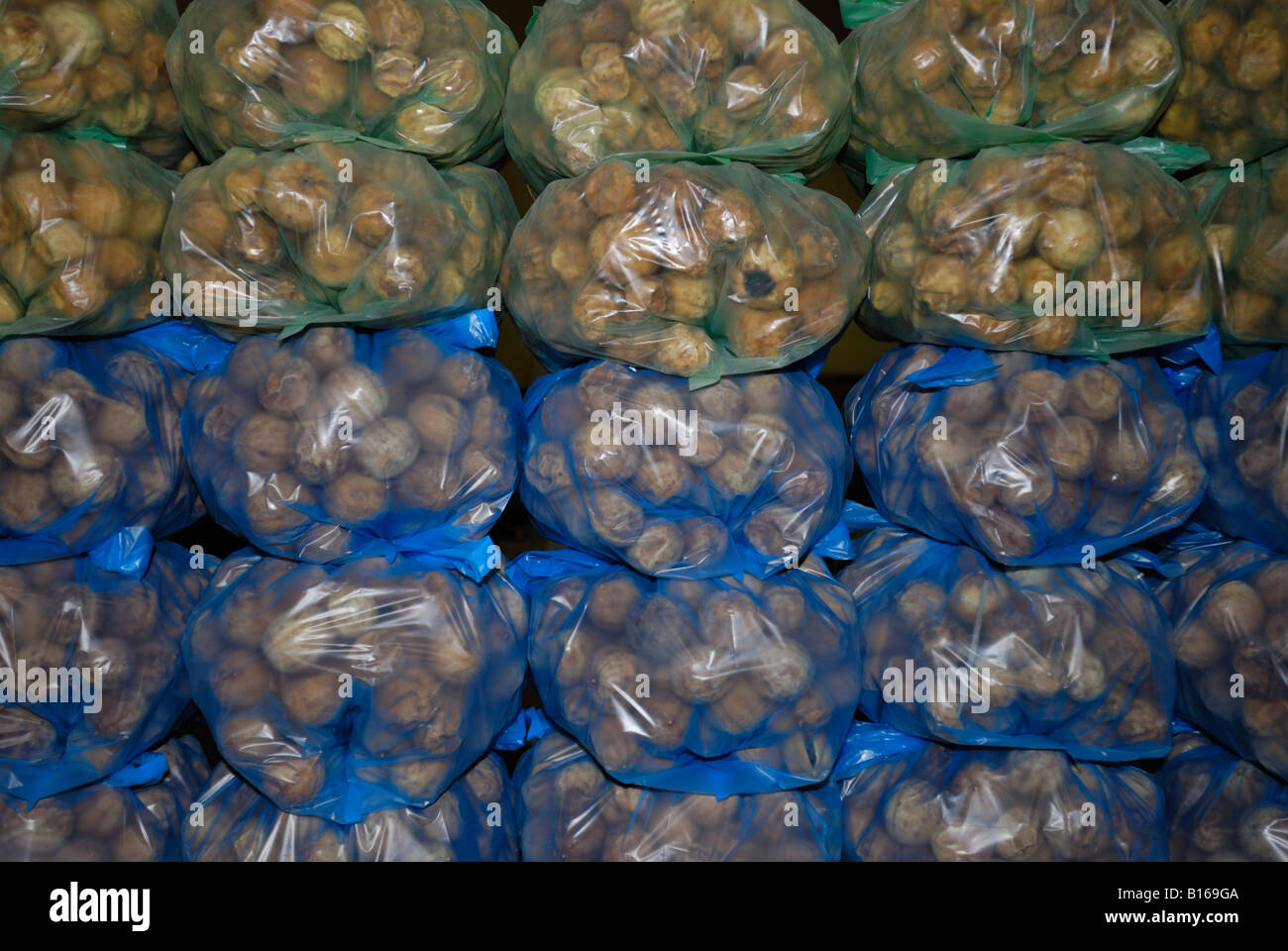 Getrocknete Zitronen auf Verkauf im pflanzlichen Souk (Markt) in der Stadt von Nizwa, in das Sultanat Oman. Stockfoto