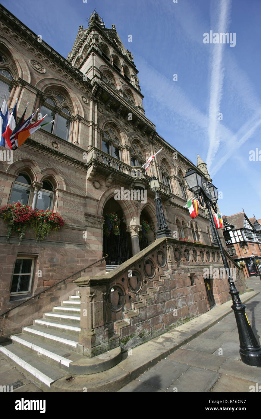 Von Chester, England. Entworfen von William Henry Lynn die Gotik, die Chester Rathaus in Northgate Street befindet. Stockfoto