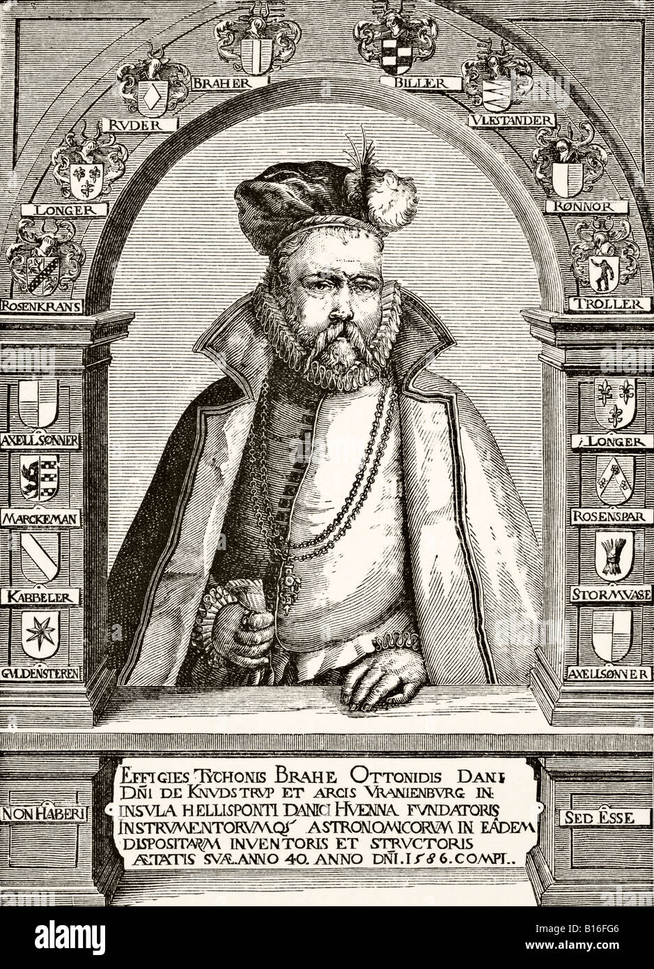 Tycho Brahe, 1546 - 1601. Dänischer Astronom und Alchemist, nach einem Stich von Gheyn Ende des 16. Jahrhunderts. Stockfoto