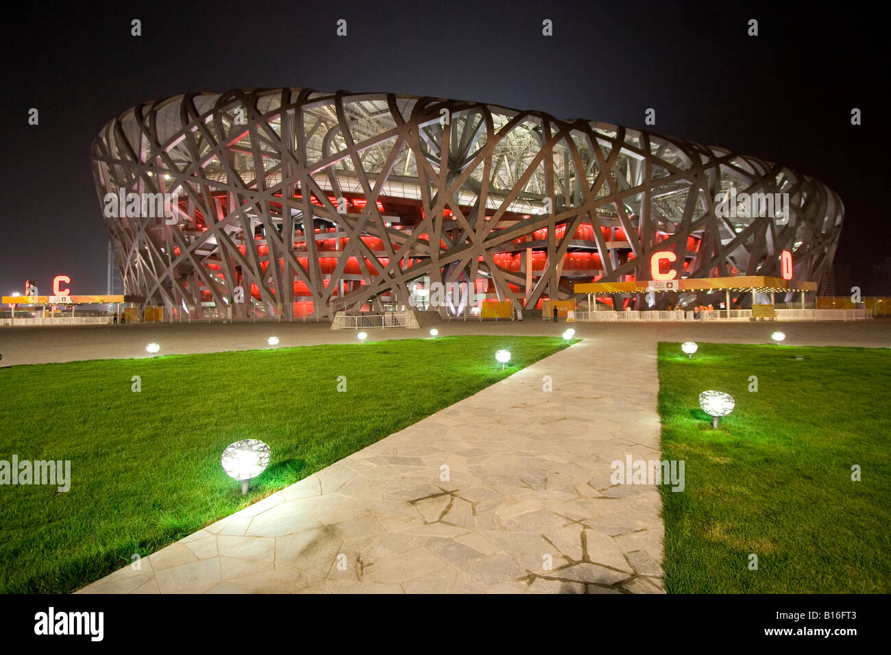 Beijing National Stadium auch bekannt als das Vogelnest für seine Architektur. Stockfoto