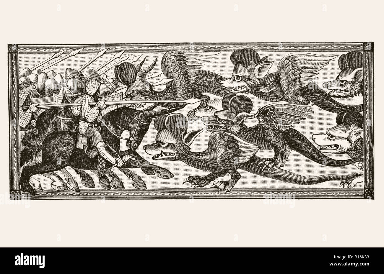 Wie Alexander kämpften die Drachen mit Schafen Hörner auf der Stirn Stockfotografie Alamy